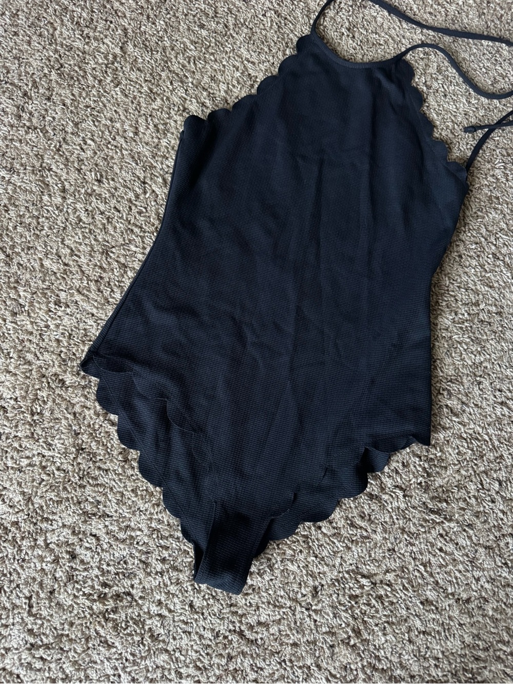 MARYSIA Mott Scalloped Halter Maillot One Piece Swimsuit Black - Picture 3 of 11
